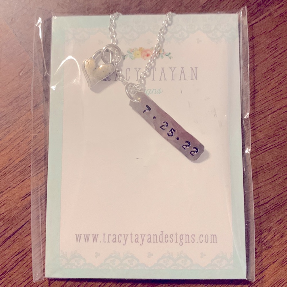 Custom made silver necklace from Etsy (7.25.22)